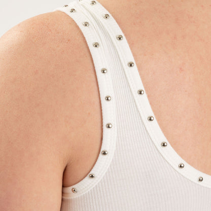 Studded Scoop Neck Tank Top