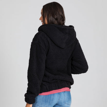 Pink Ribbon Sherpa Fleece Zip Up Hooded Jacket