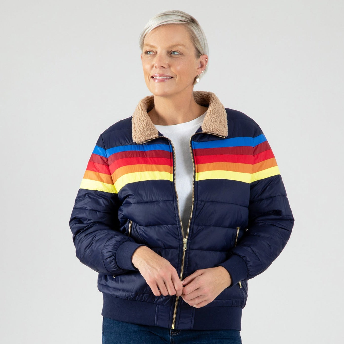 Chasing Rainbows Retro Stripe Insulated Jacket