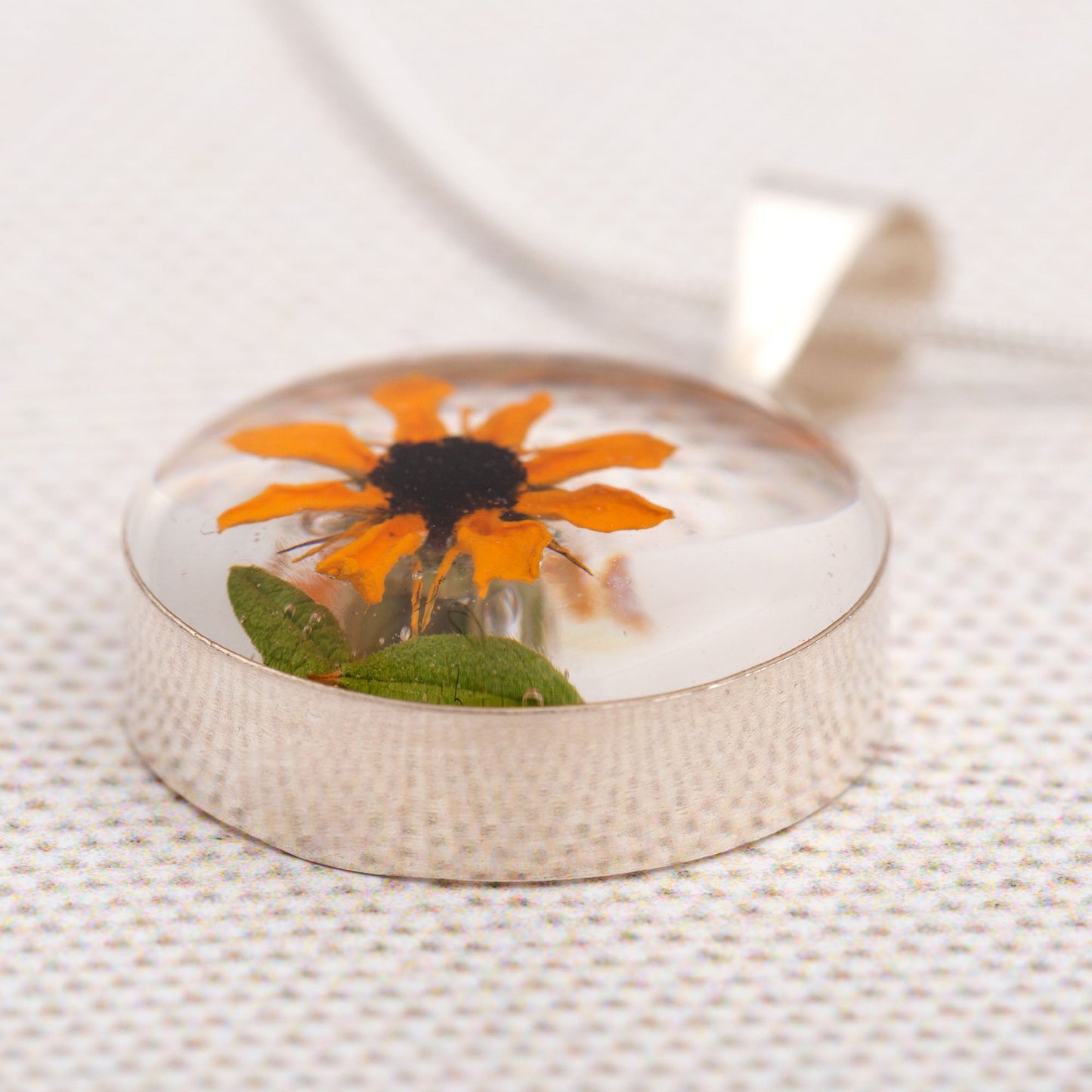 Real Sunflower & Sterling Necklace