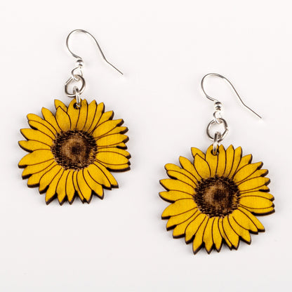 Sunflower Wooden Earrings