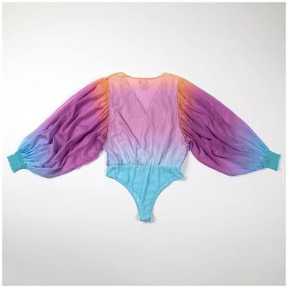 Ombre Plunge Billowy Long Sleeve Bodysuit