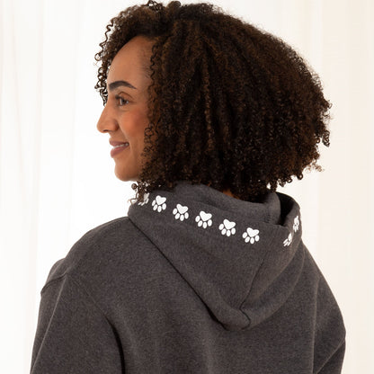 Chenille Paw Print Hooded Sweatshirt