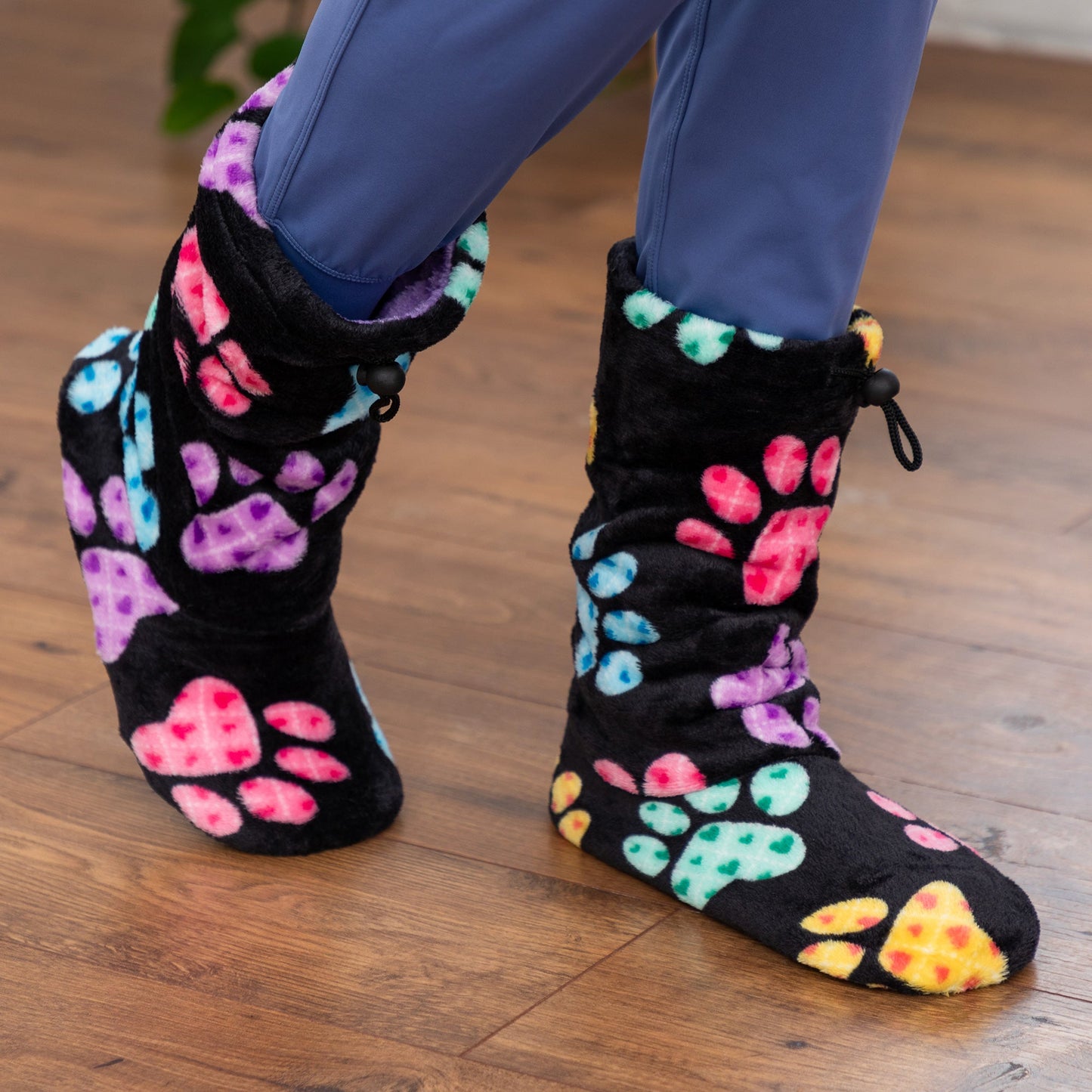 Super Cozy&trade; Deluxe Paw Non-Slip Toggle Slipper Booties