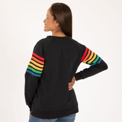 Retro Rainbow Stripe Crew Sweatshirt