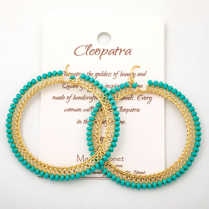 Beaded Gold-Plated Circle Earrings