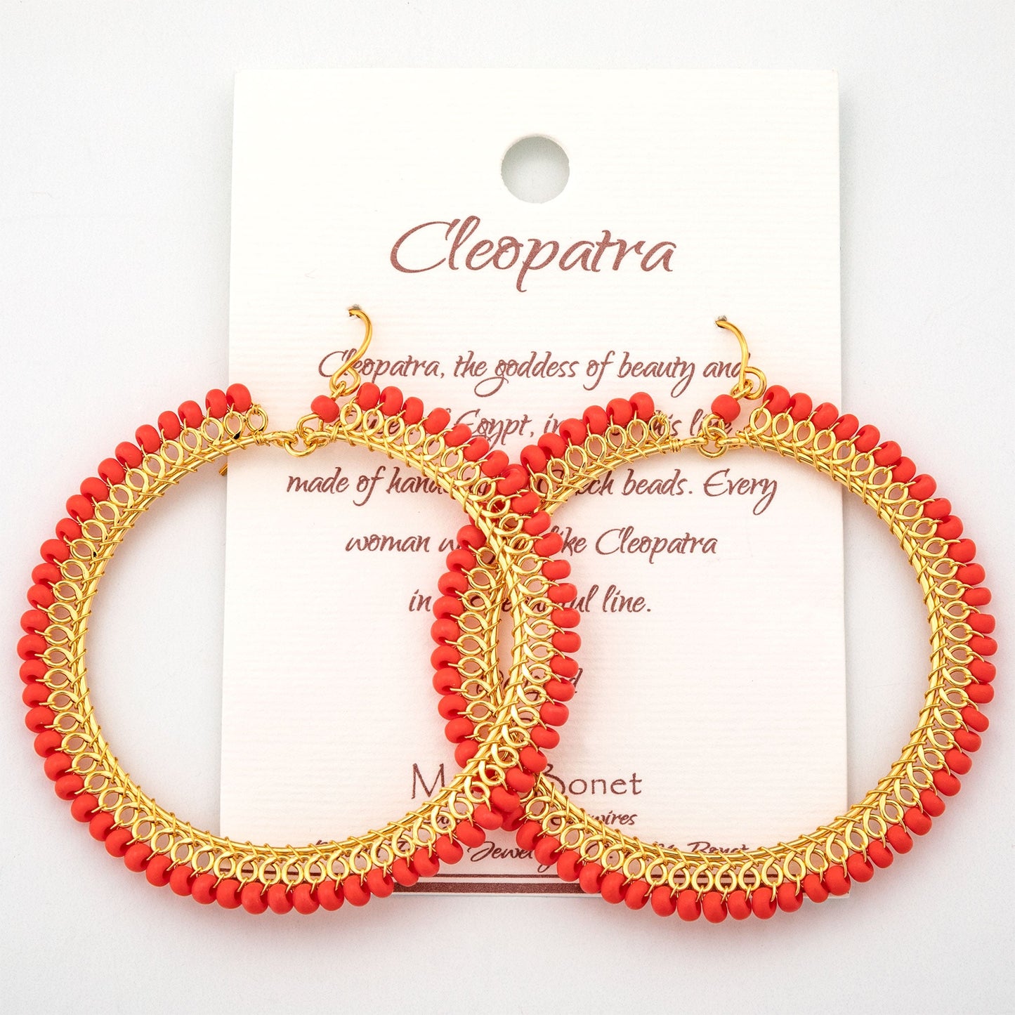 Beaded Gold-Plated Circle Earrings