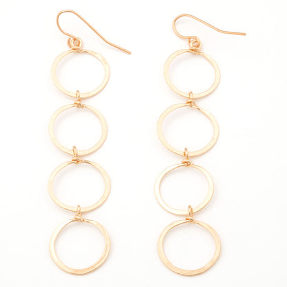 Golden Hammered Circle Fall Earrings