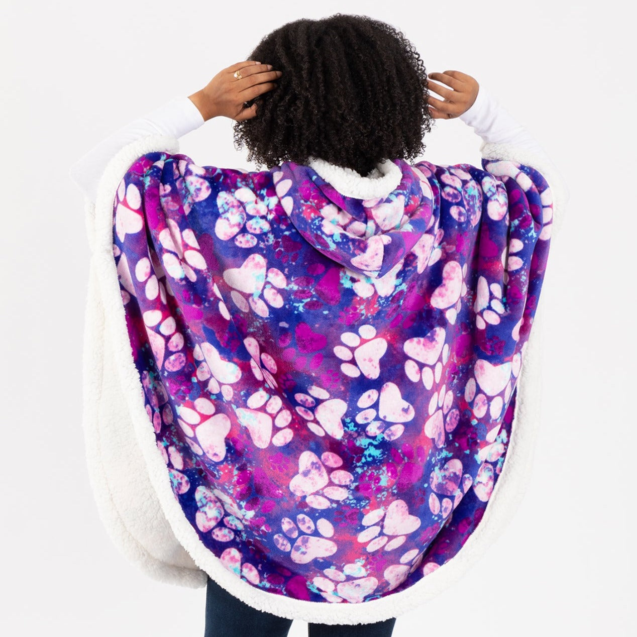 Super Cozy&trade; Paw Print Blanket Hoodie Cape