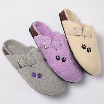 Paw Print Sherpa Clog Slippers