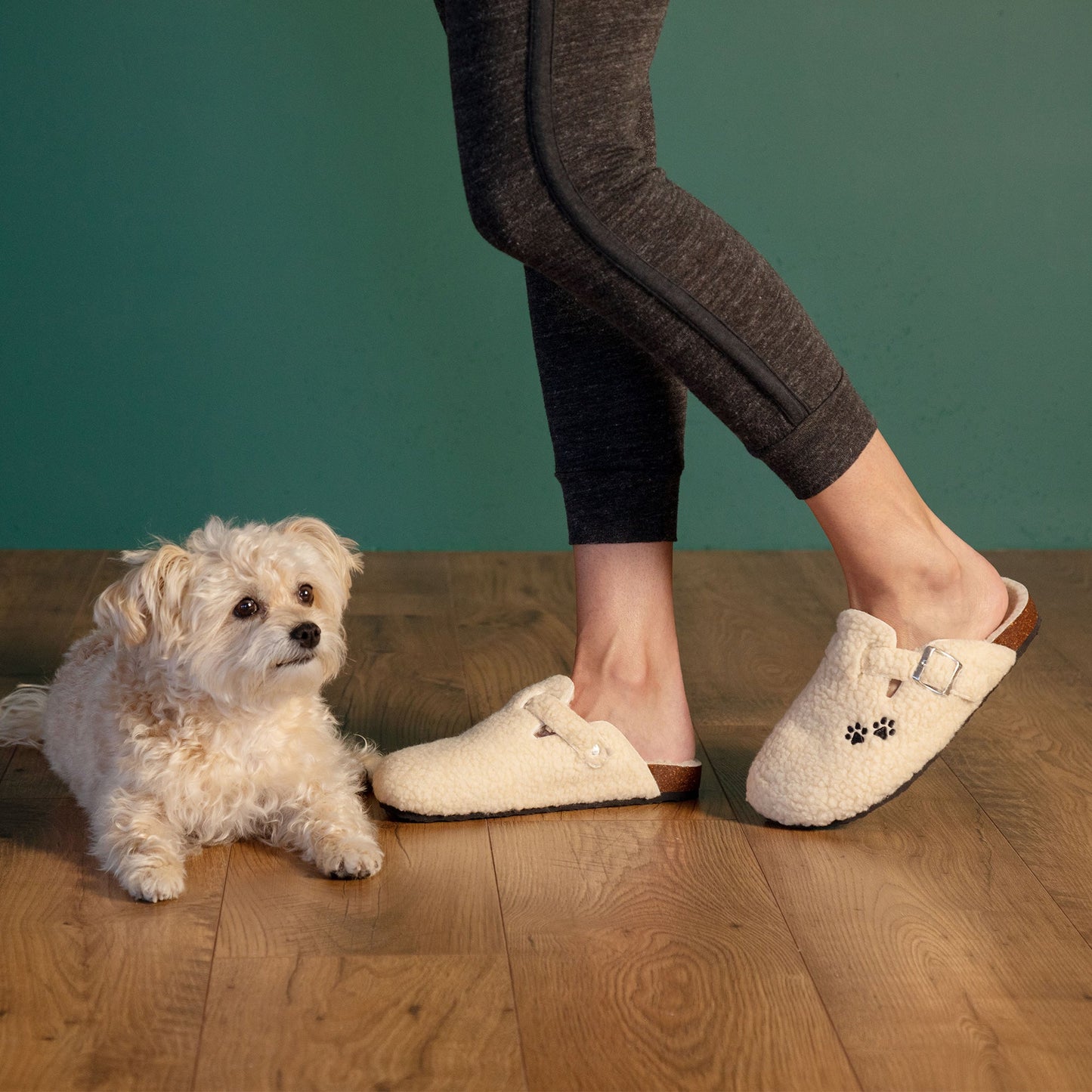 Paw Print Sherpa Clog Slippers