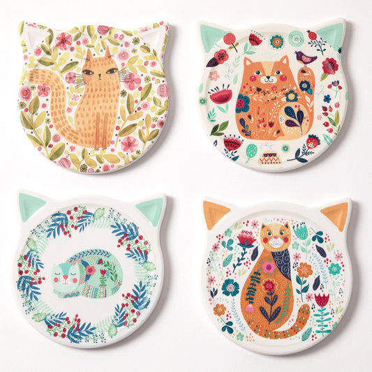 Cat Beauty Water Absorbent Coasters - Set of 4