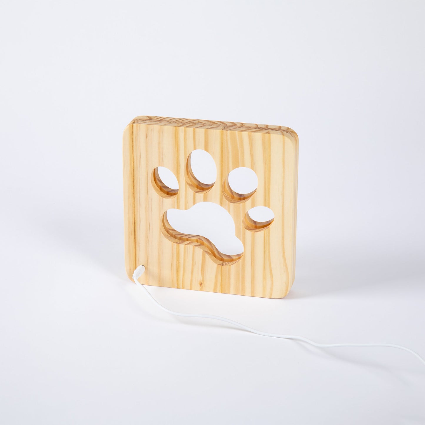 Pine Wood Paw Print Table Lamp