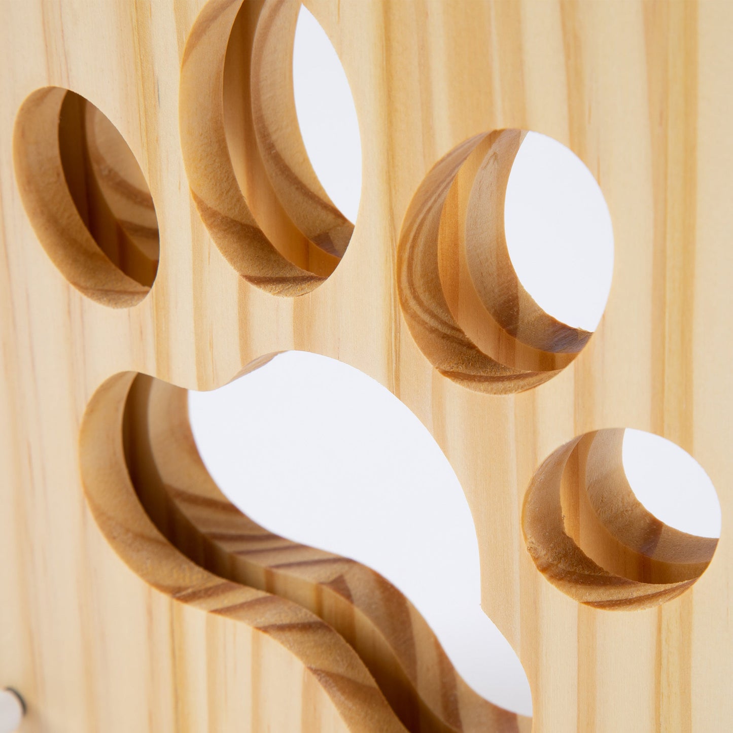 Pine Wood Paw Print Table Lamp