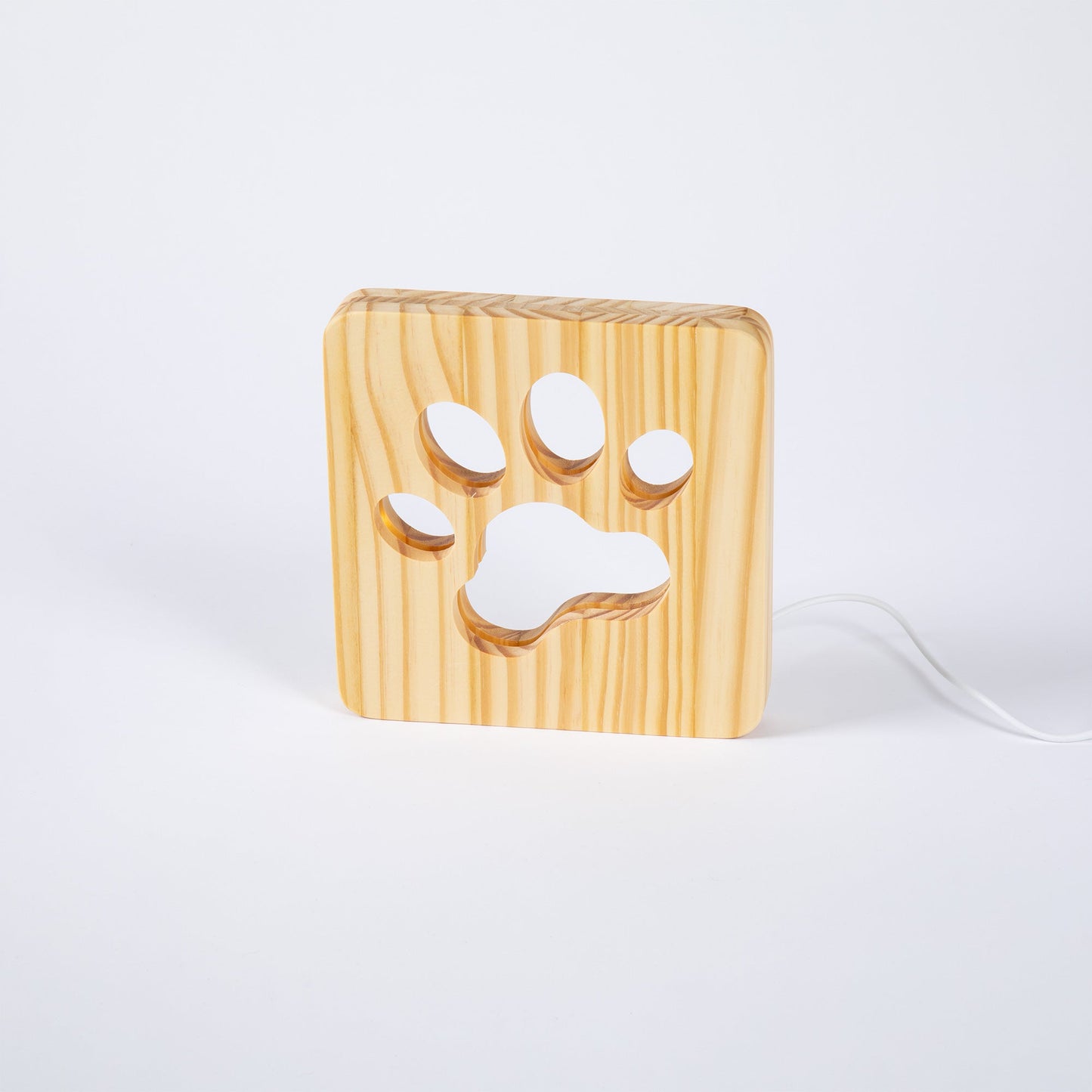 Pine Wood Paw Print Table Lamp