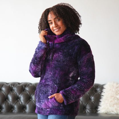 Tie-Dye Fleece Cowl Neck Pullover