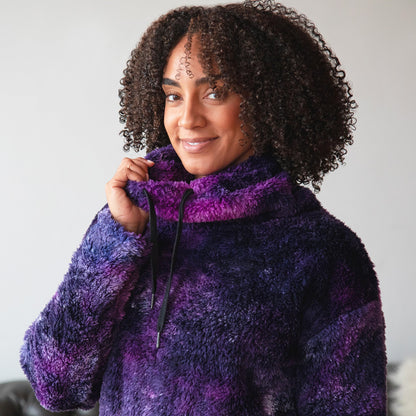 Tie-Dye Fleece Cowl Neck Pullover