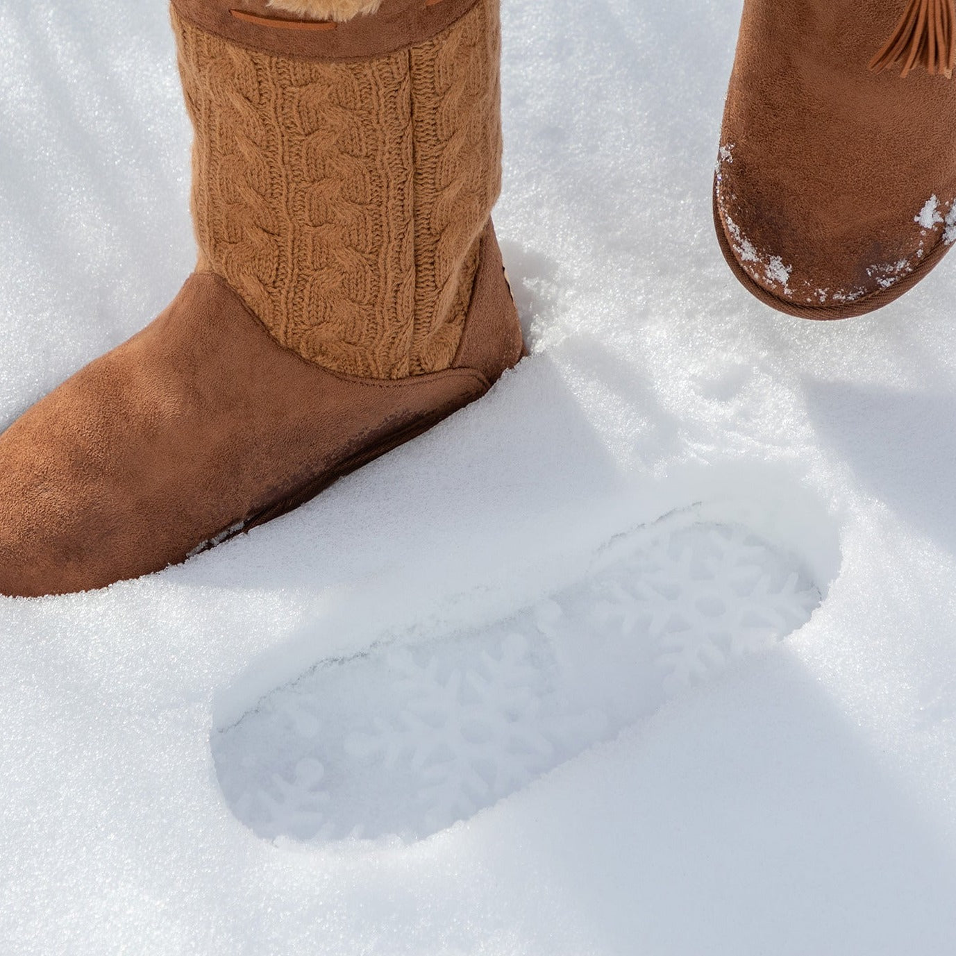 Paw Print Tall Knitted Boots With Beaded Tassels