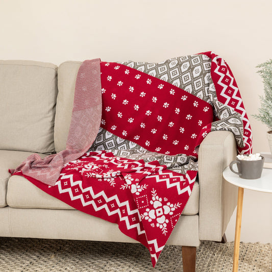 Paw Prints Knitted Throw Blanket