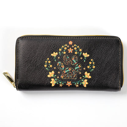 Floral Paw Zip Around Wallet