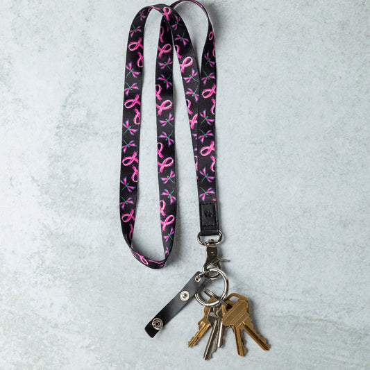 Pink Ribbons & Dragonflies Multi Use Lanyard