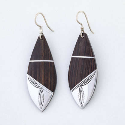 Tuareg Silver and Ebony Drop Earrings