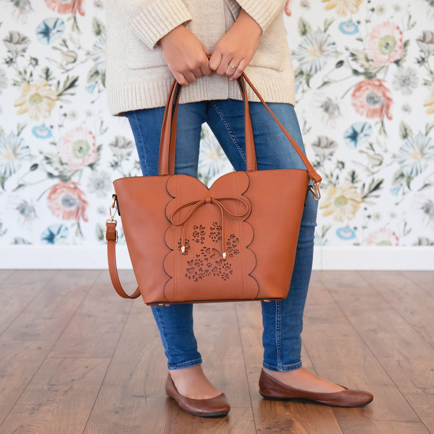 Bow & Hearts Paw Print Handbag