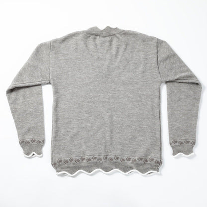 Paw Print Accent Trim V-Neck Sweater