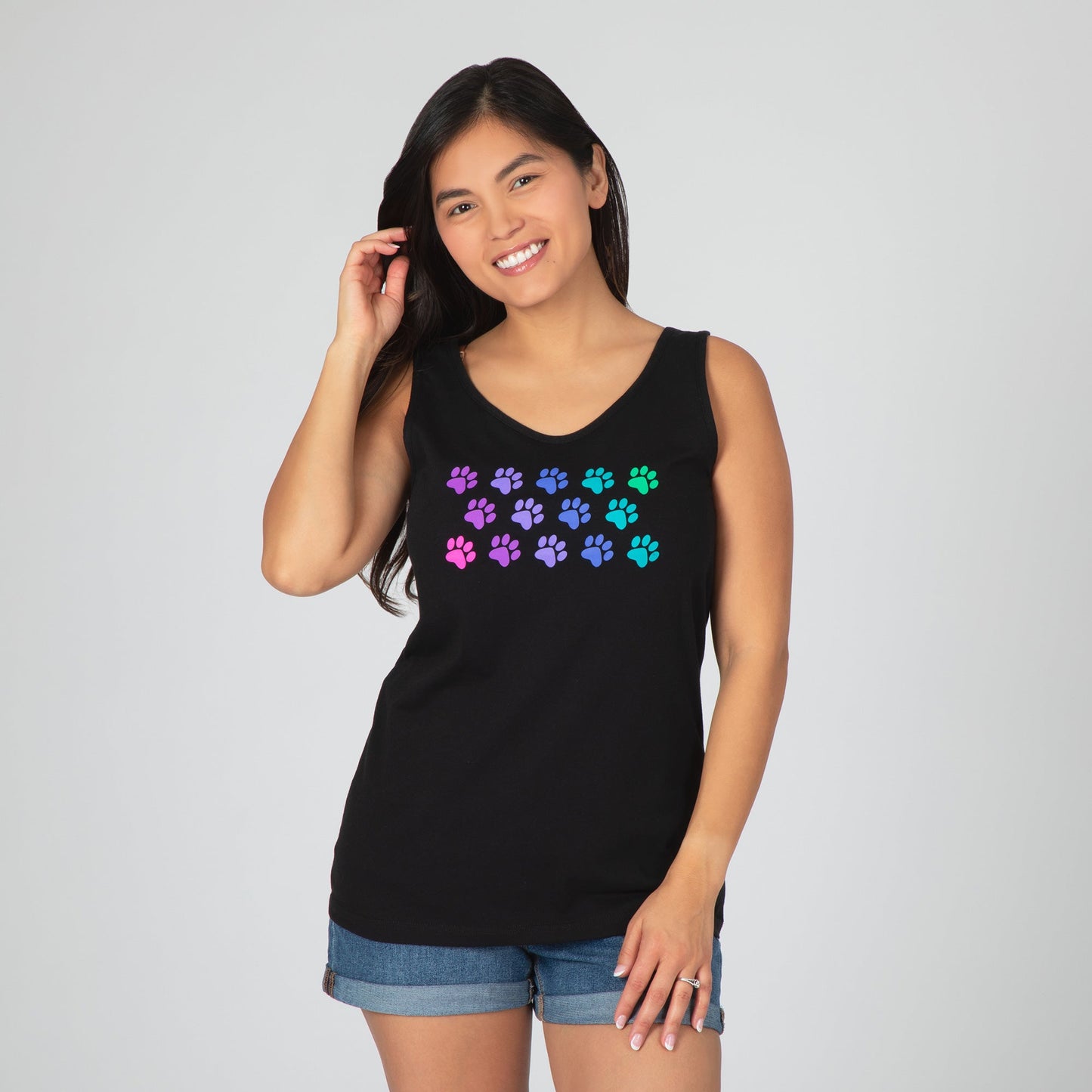 Rainbow Paw Print Tank Top