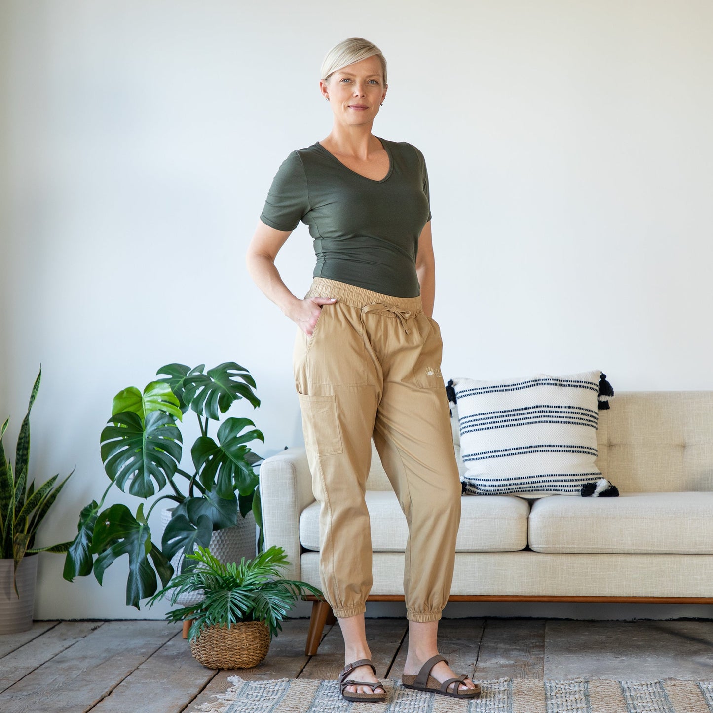 Paw Print Khaki Joggers