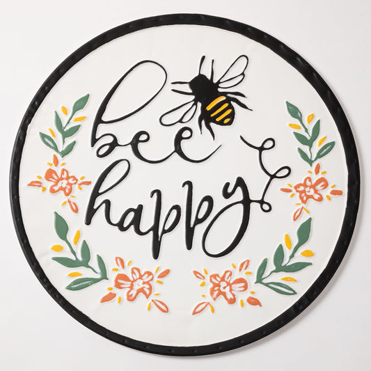 Floral Bee Happy Patio Wall Decor