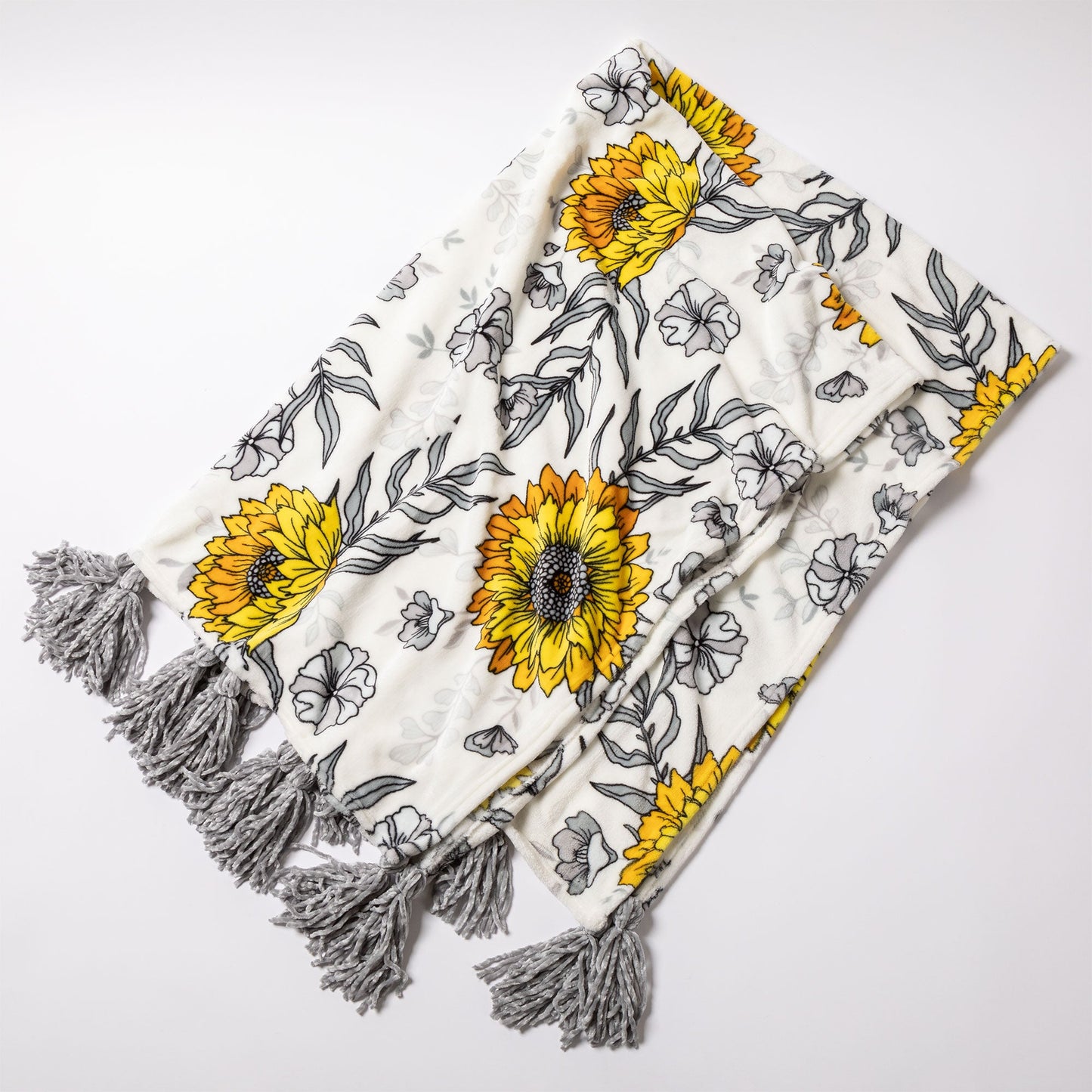 Golden Sunflower Fleece Throw Blanket