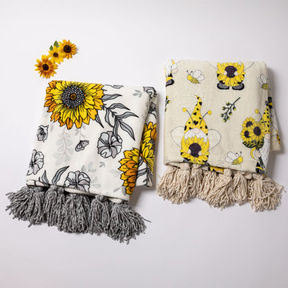 Golden Sunflower Fleece Throw Blanket