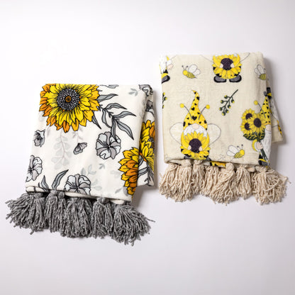 Golden Sunflower Fleece Throw Blanket