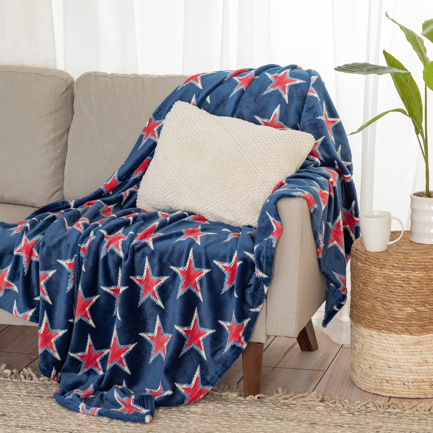 Red, White & Blue Stars Throw Blanket