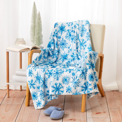 Blue Ice Snow Flakes Throw Blanket