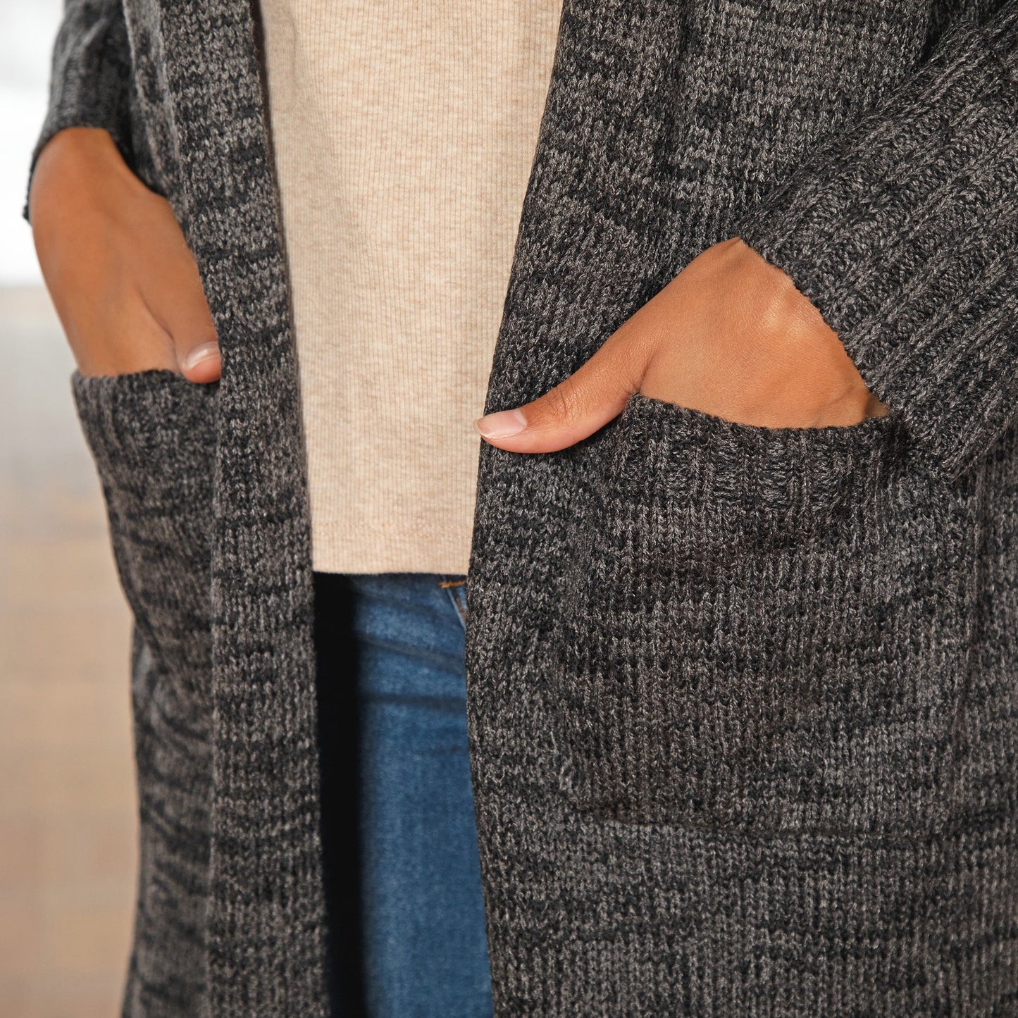 Gradient Hooded Open Cardigan