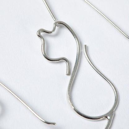 Minimalist Cat Wire Sterling Earrings