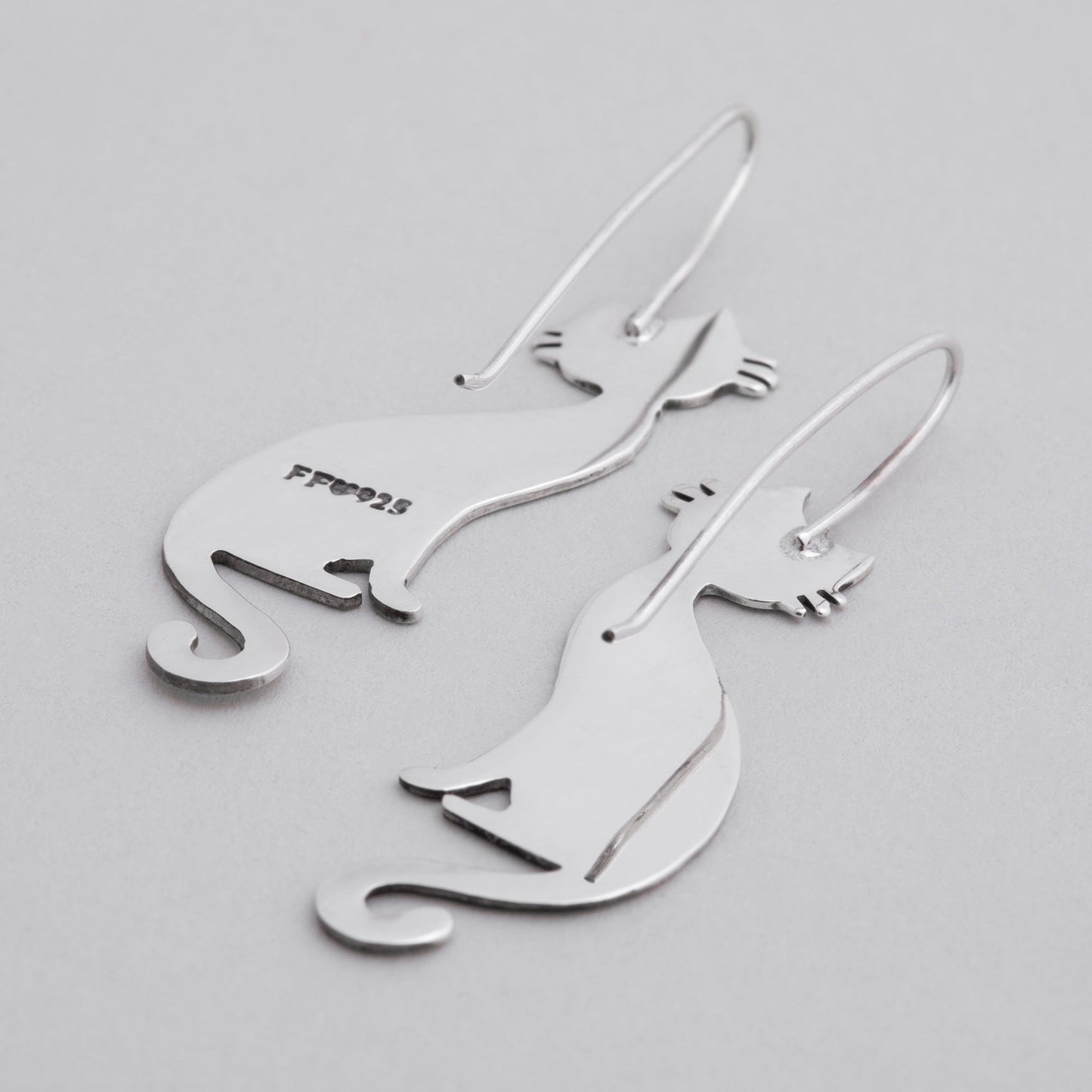 Elegant Silhouette Sterling Cat Earrings