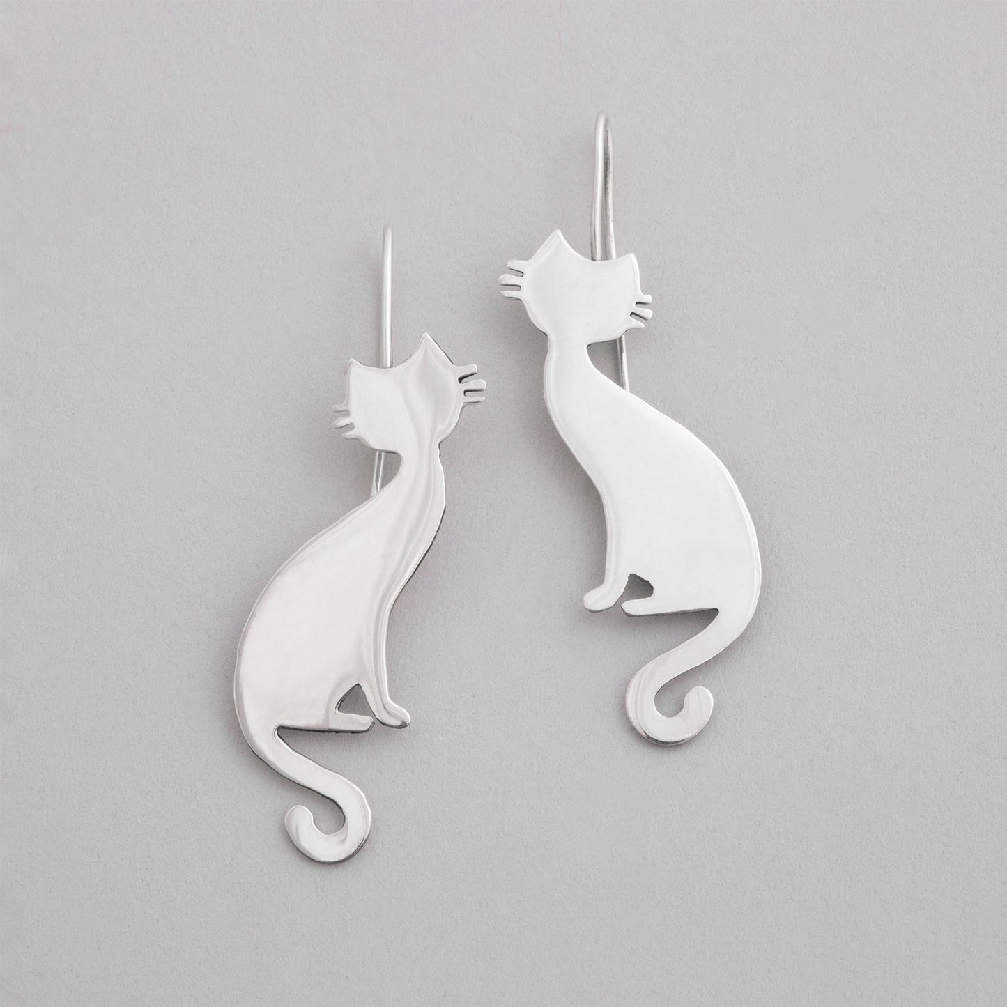 Elegant Silhouette Sterling Cat Earrings