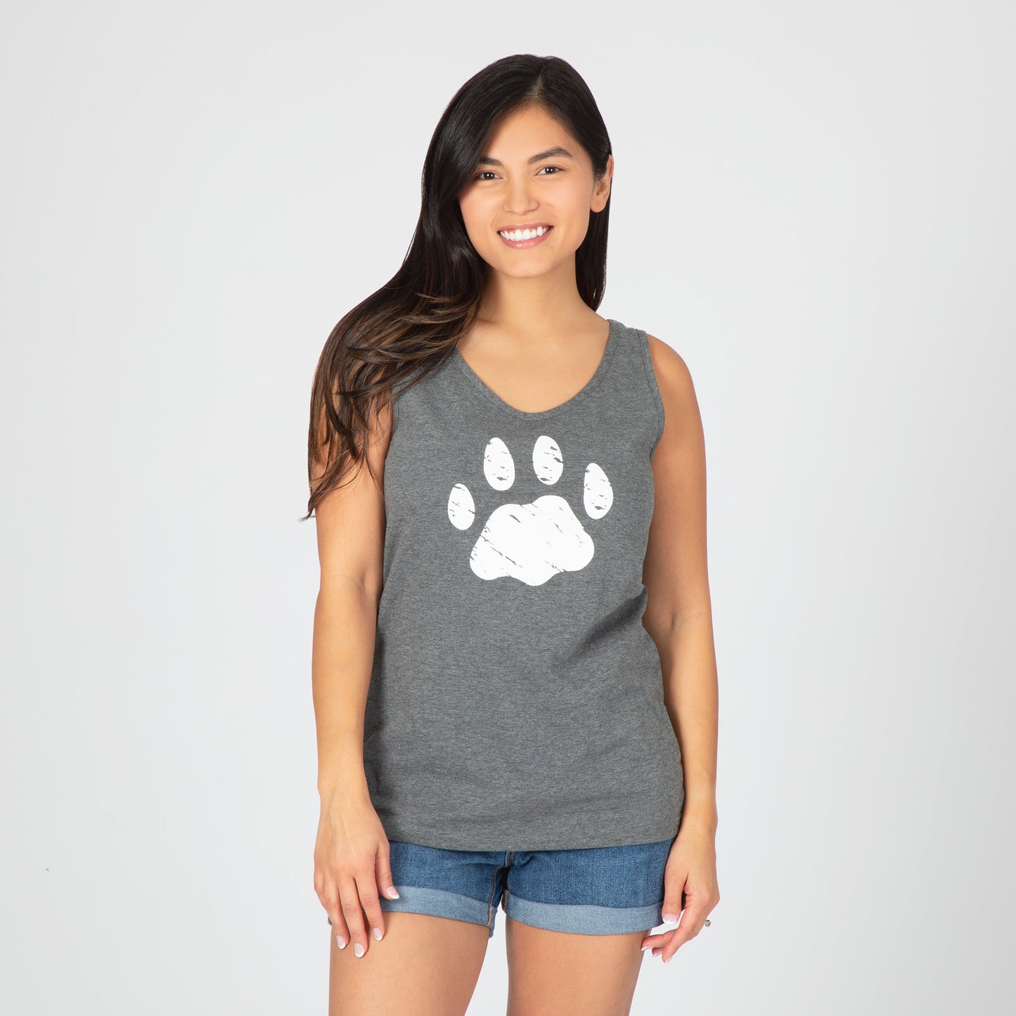 Distressed Paw Print Tank Top