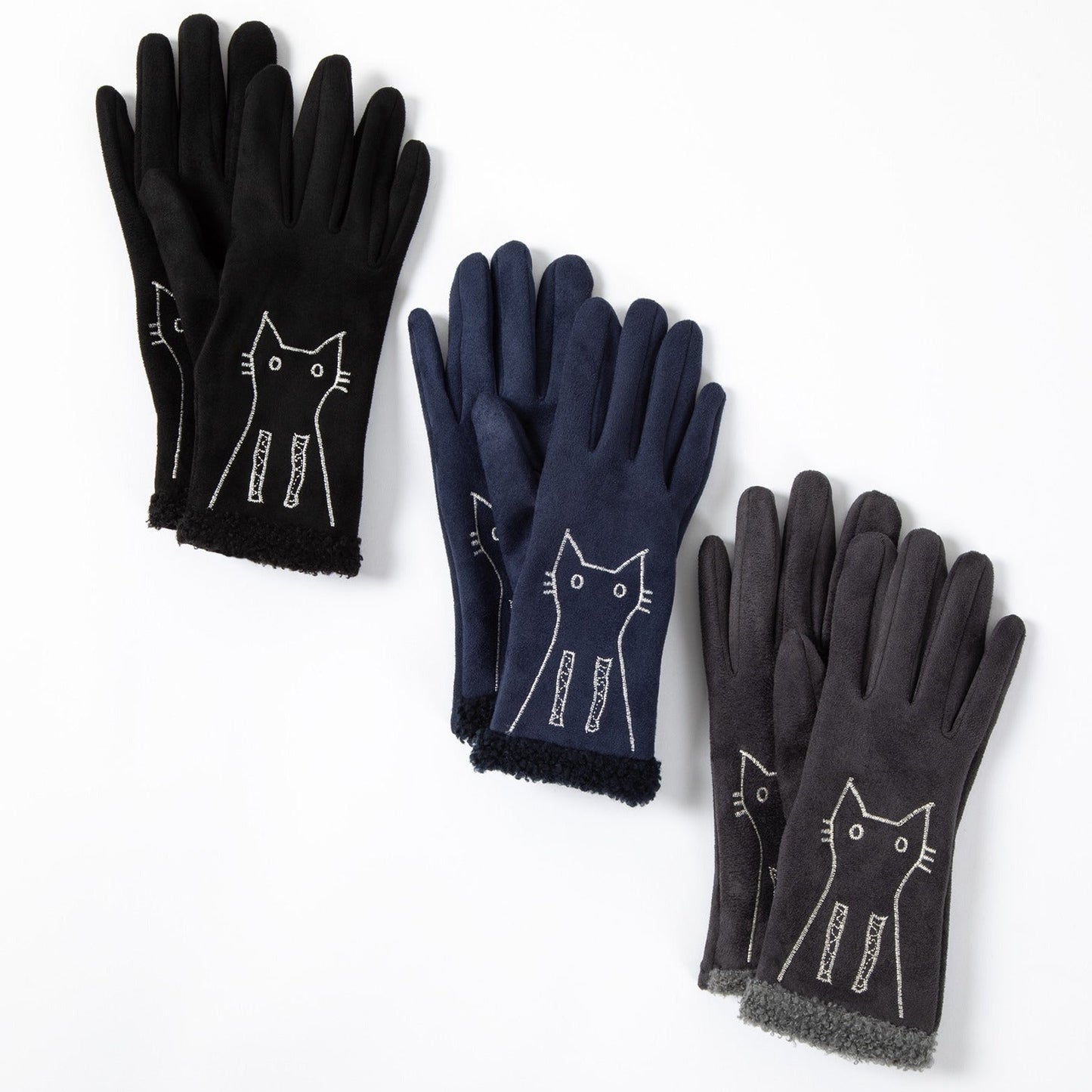 Embroidered Cat & Dog Touch Screen Gloves