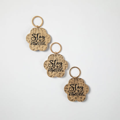 Stay Pawsitive Paw Print Keychain