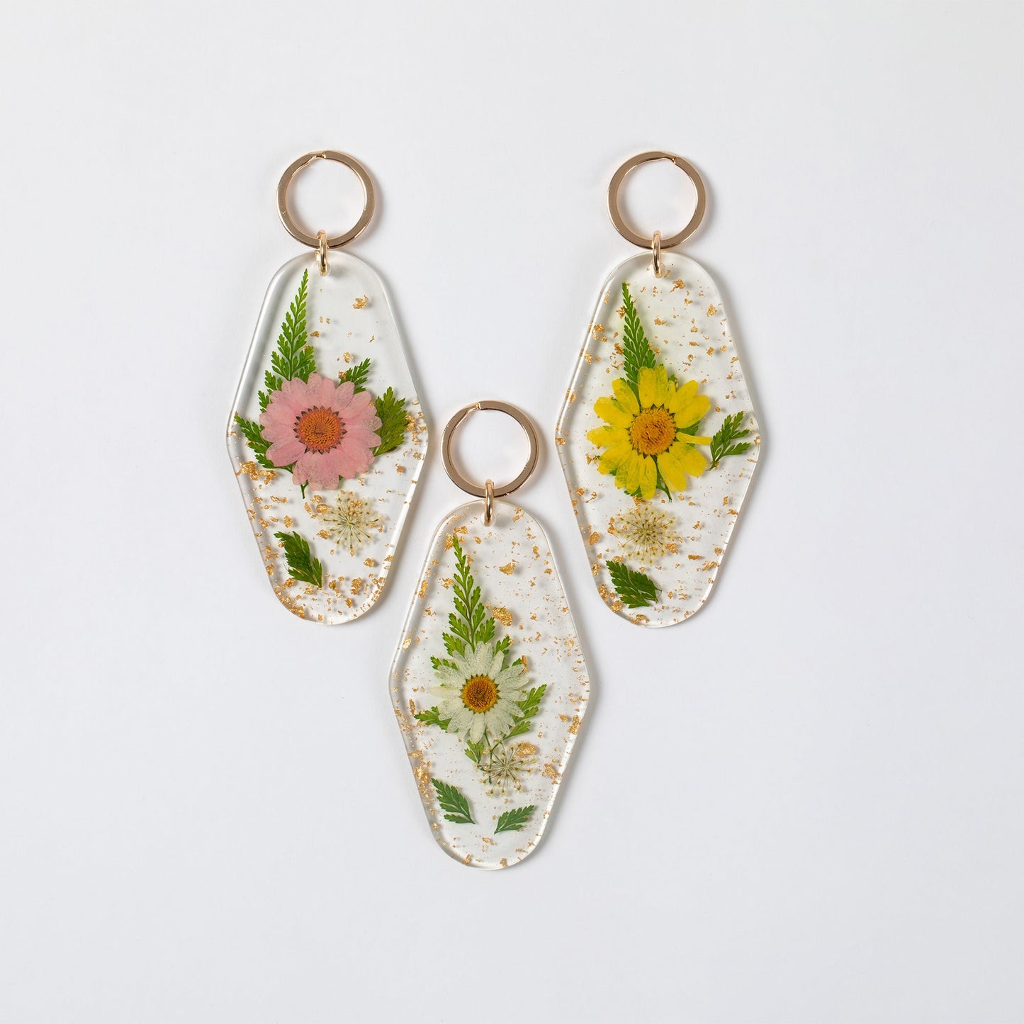 Elegant Real Flowers Keychain