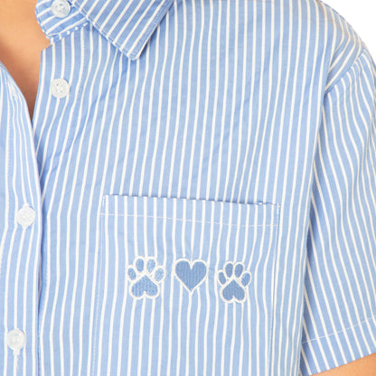 Pinstripe Pet Short Sleeve Button Up Shirt