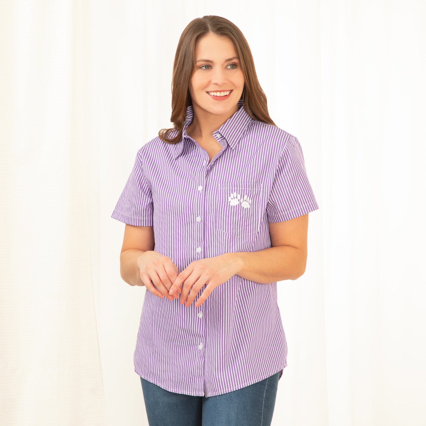 Pinstripe Pet Short Sleeve Button Up Shirt