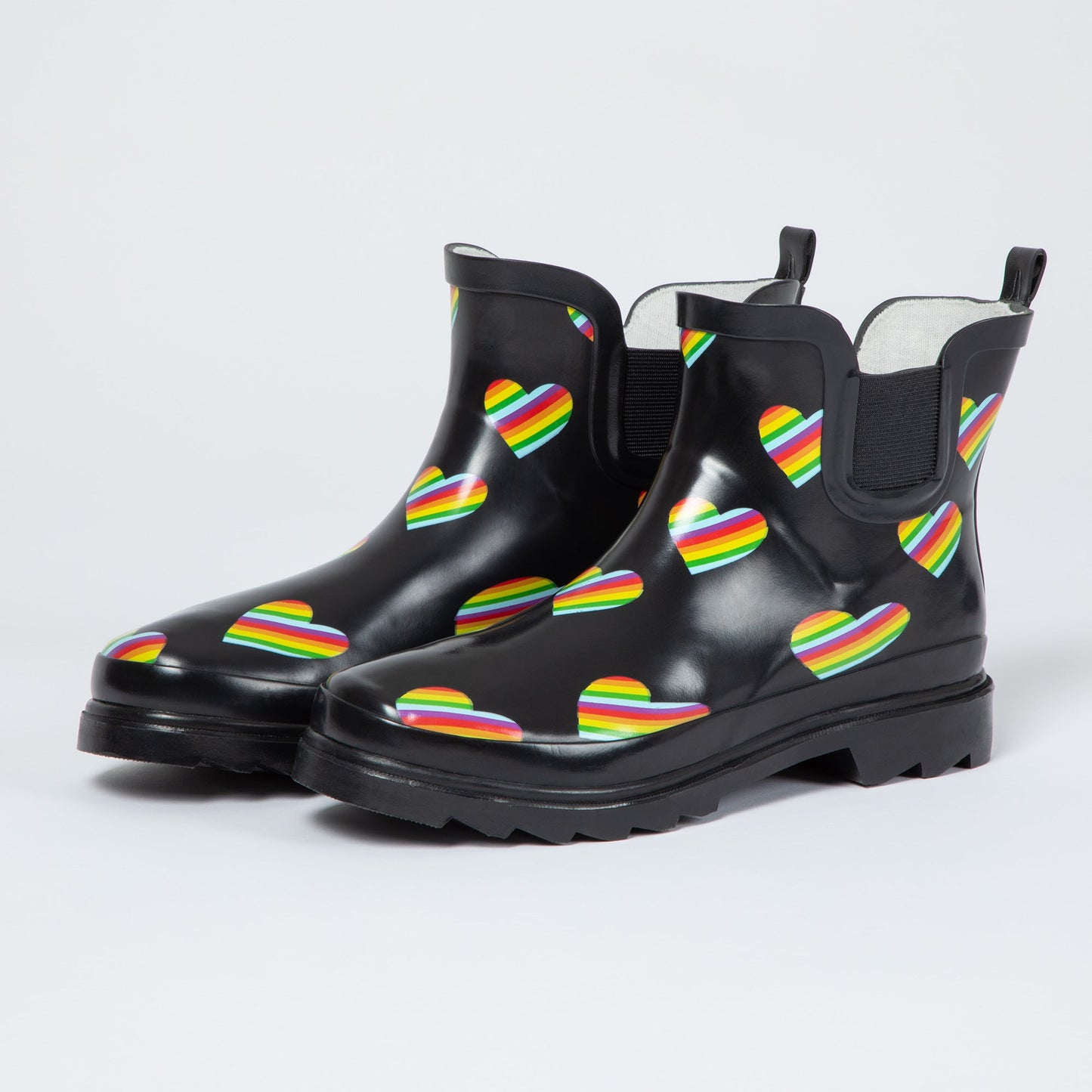 Rainbow Heart Ankle Rain Boots