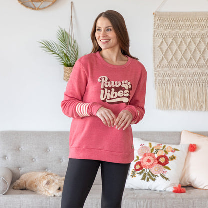 Paw Vibes Stripe Crew Neck Sweatshirt