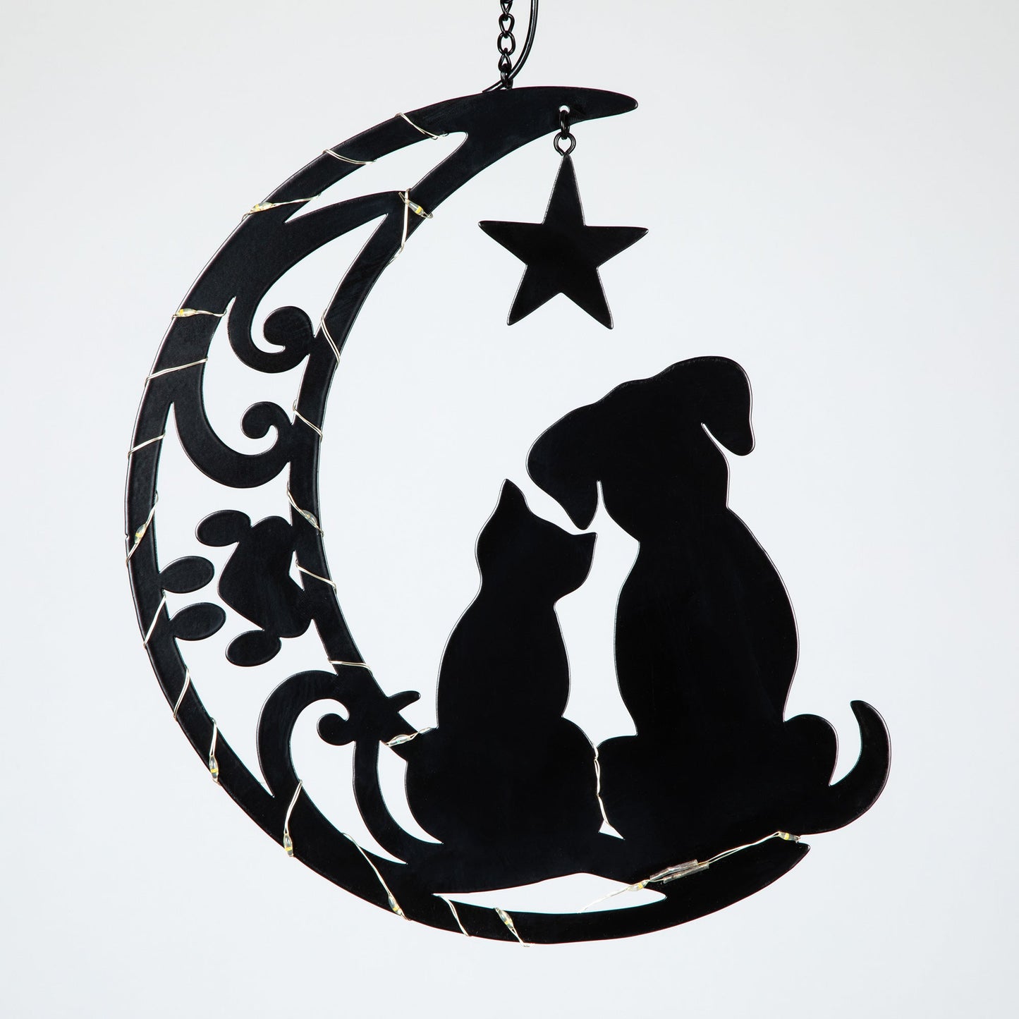 Star Gazing Pets On The Moon Solar Hanging Light