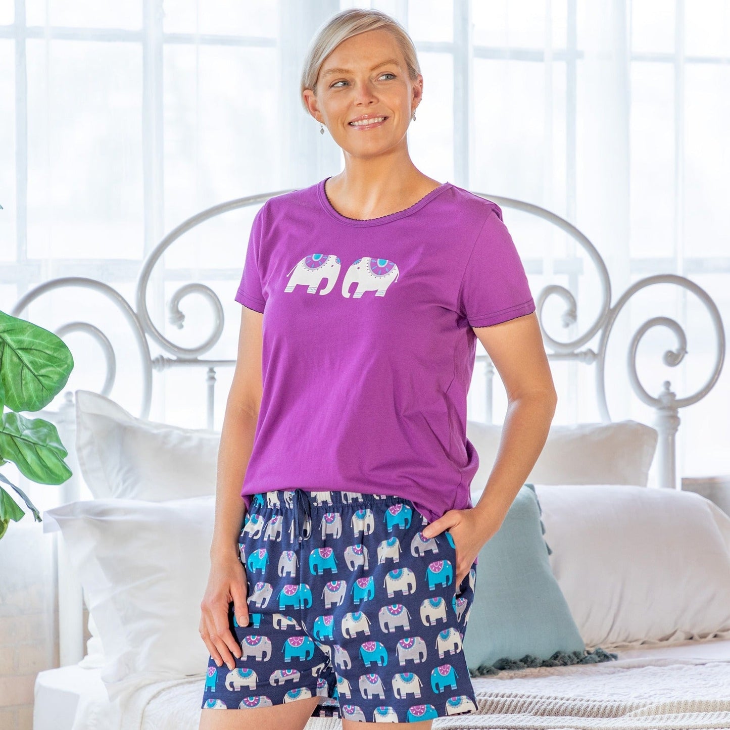 Elephant Fun Pajama Shorts Set